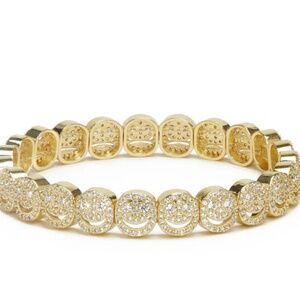 Lisa Gozlan Smiley Face/Happy Bracelet ; Gold and White